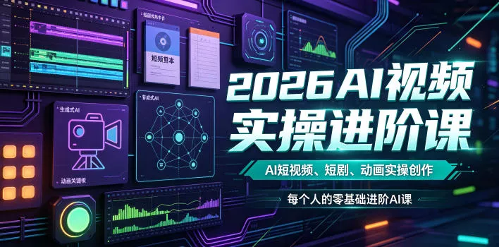 2026AI视频实操进阶课，AI短视频、短剧、动画实操创作，每个人的零基础进阶ai课(更新0825)-奇点库