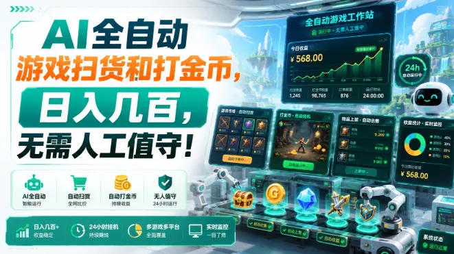 AI全自动游戏扫货和打金币，日入几百，无需人工值守！【揭秘】-奇点库