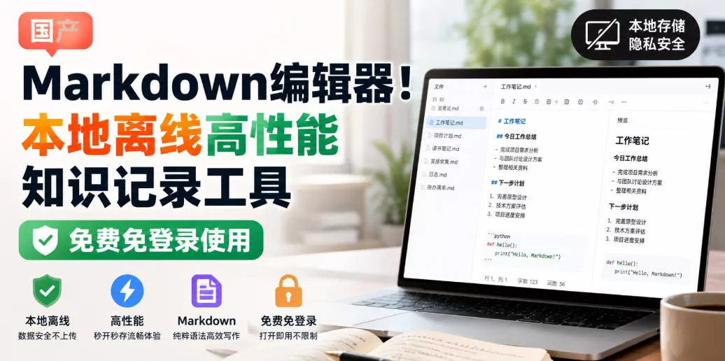 国产Markdown编辑器！本地离线高性能知识记录工具，免费免登录使用-奇点库