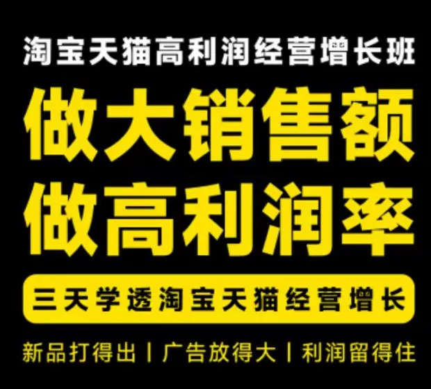 天猫淘宝高利润经营增长班杭州线下课31期8月22-24日，做大销售额做高利润率，三天学透淘宝天猫经营增长-奇点库