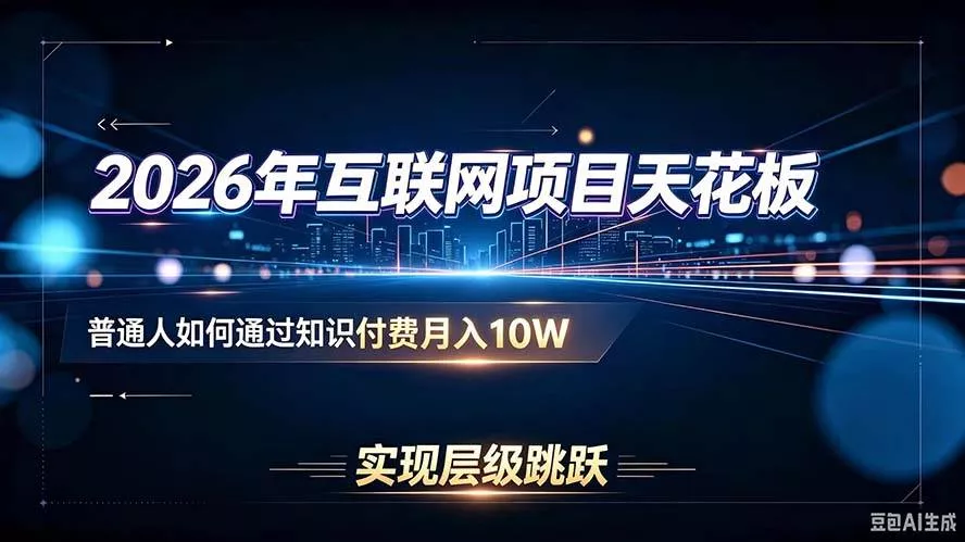 （20150期）2026年互联网项目天花板：普通人如何通过知识付费月入10W，实现层级跳跃-奇点库