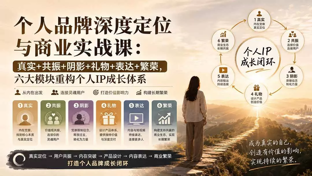 （20140期）个人品牌深度定位与商业实战课：真实+共振+阴影+礼物+表达+繁荣，六大模块重构个人IP成长体系-奇点库