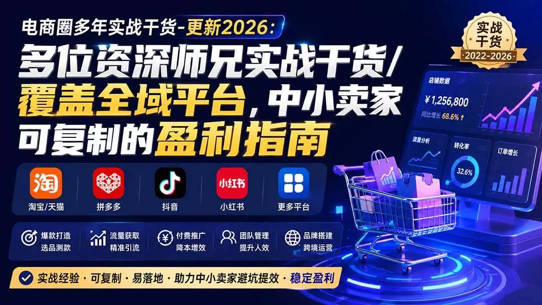 (20159期)电商圈多年实战干货-更新2026:多位资深师兄实战干货/覆盖全域平台,中小卖家可复制的盈利指南-奇点库