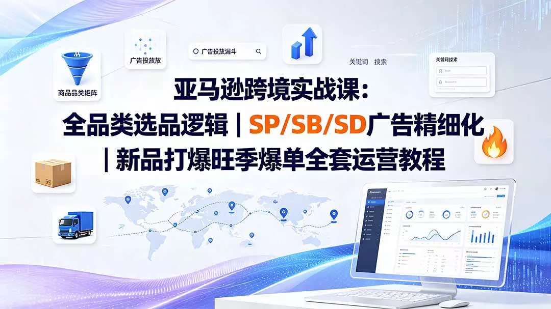 (20160期)亚马逊跨境实战课-更新8月:全品类选品逻辑|SP/SB/SD广告精细化|新品打爆旺季爆单全套运营教程-奇点库