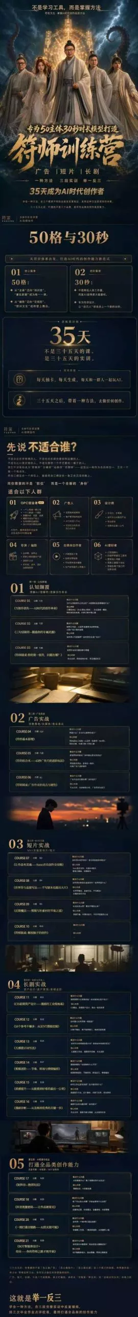多参宗符师训练营，35天成为AI时代创作者，广告|短片|长剧，一种方法，三段实训，举一反三，打通全品类的创作能力