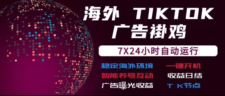 海外TikTok挂G流量变现，7X24自动运行，广告曝光收益，收益日结【揭秘】-奇点库