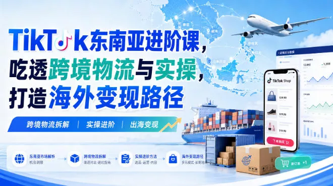 TikTok东南亚进阶课，吃透跨境物流与实操，打造海外变现路径-奇点库
