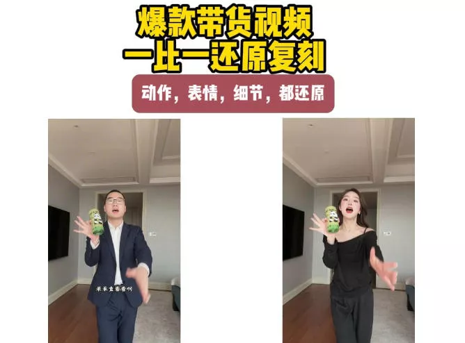 AI带货视频复刻，一比一还原加二创，动作，表情，细节，都还原，新手也能直接套用-奇点库