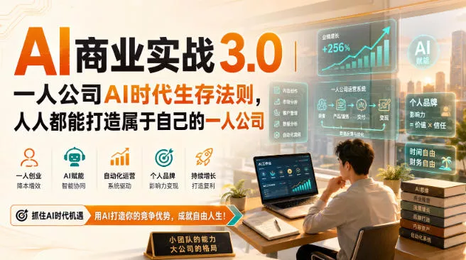 AI商业实战3.0｜一人公司AI时代生存法则，人人都能打造属于自己的一人公司-奇点库