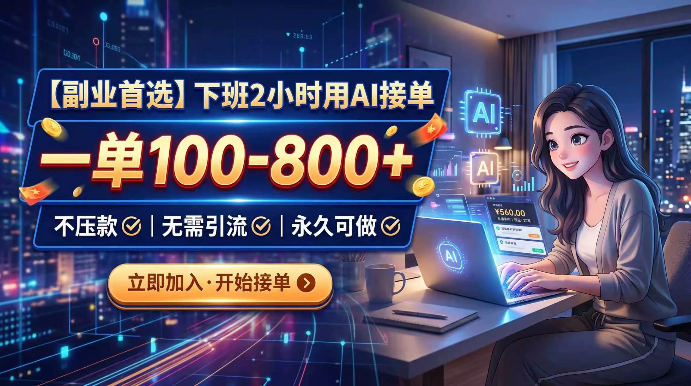 （20243期）下班2小时用AI接单，一单100-800+，不压款，无需引流，永久可做-奇点库