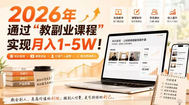 (20252期)2026年通过“教副业课程”实现月入1-5W!毫无保留的全部教给你 (20252期)2026年通过“教副业课程”实现月入1-5W!毫无保留的全部教给你