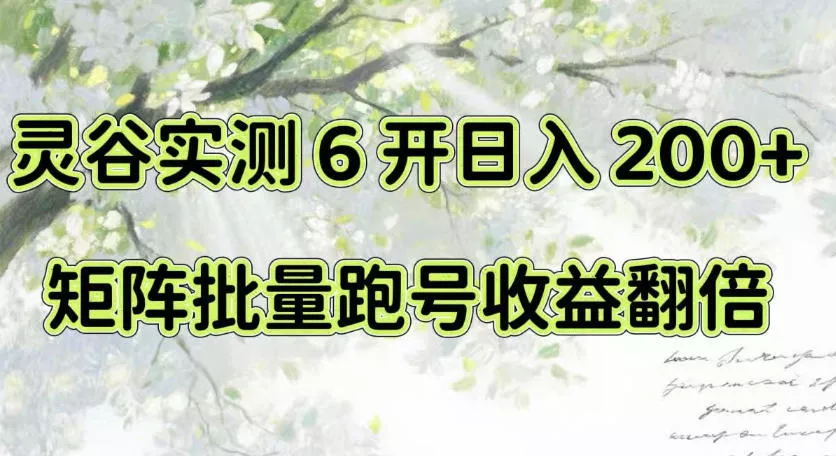 一台电脑就能做！灵谷实测6开日入200+，矩阵批量跑号收益翻倍【揭秘】-奇点库