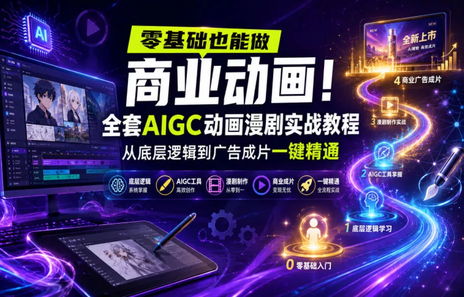 零基础也能做商业动画！全套AIGC动画漫剧实战教程，从底层逻辑到广告成片一键精通（更新0905）-奇点库