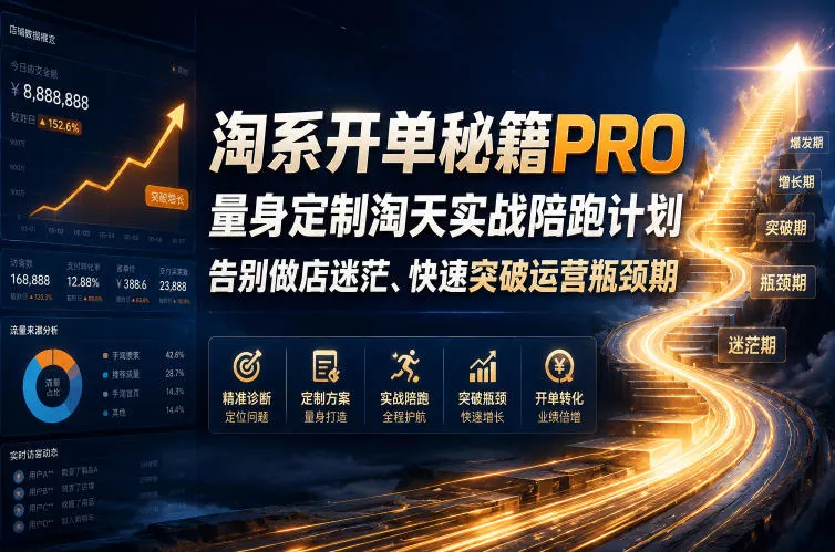 淘系开单秘籍PRO，量身定制淘天实战陪跑计划，告别做店迷茫、快速突破运营瓶颈期（更新260906）-奇点库