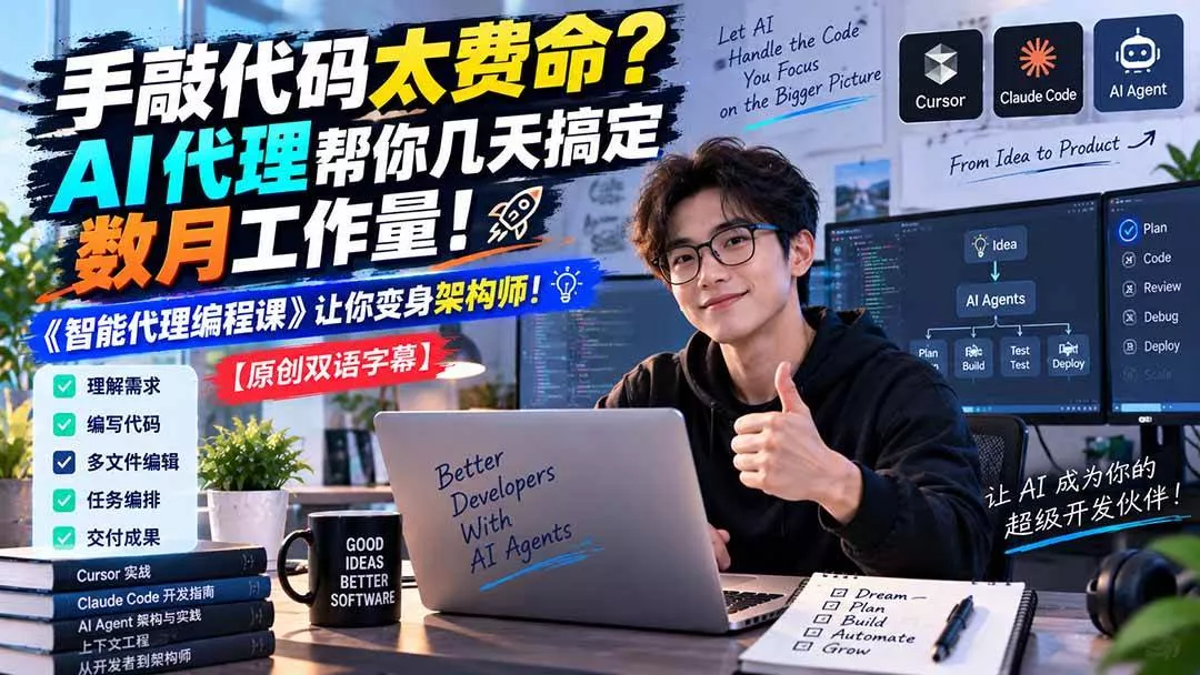（20286期）手敲代码太费命？AI 代理帮你几天搞定数月工作量！《智能代理编程课》让你变身架构师-奇点库