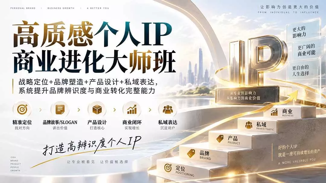 (20324期)高质感个人IP商业进化大师班:战略定位+品牌塑造+产品设计+私域表达,系统提升品牌辨识度与商业转化完整能力 (20324期)高质感个人IP商业进化大师班:战略定位+品牌塑造+产品设计+私域表达,系统提升品牌辨识度与商业转化完整能力