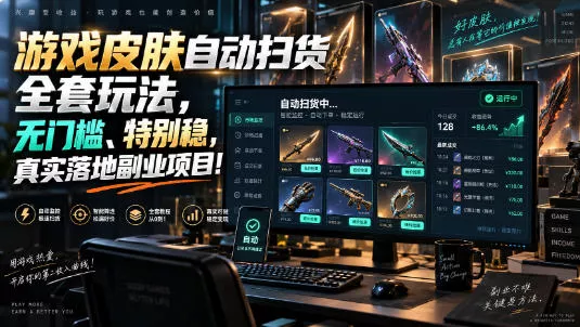 游戏皮肤自动扫货全套玩法，无门槛、特别稳，真实落地副业项目！【揭秘】-奇点库