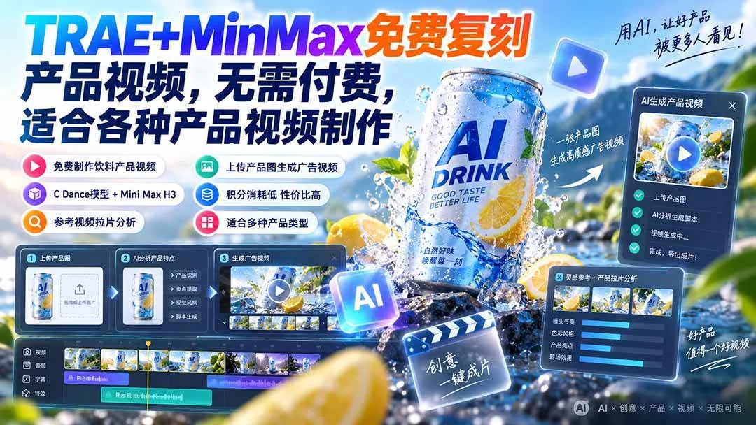(20362期)TRAE+MinMax免费复刻产品视频,无需付费,适合各种产品视频制作 (20362期)TRAE+MinMax免费复刻产品视频,无需付费,适合各种产品视频制作