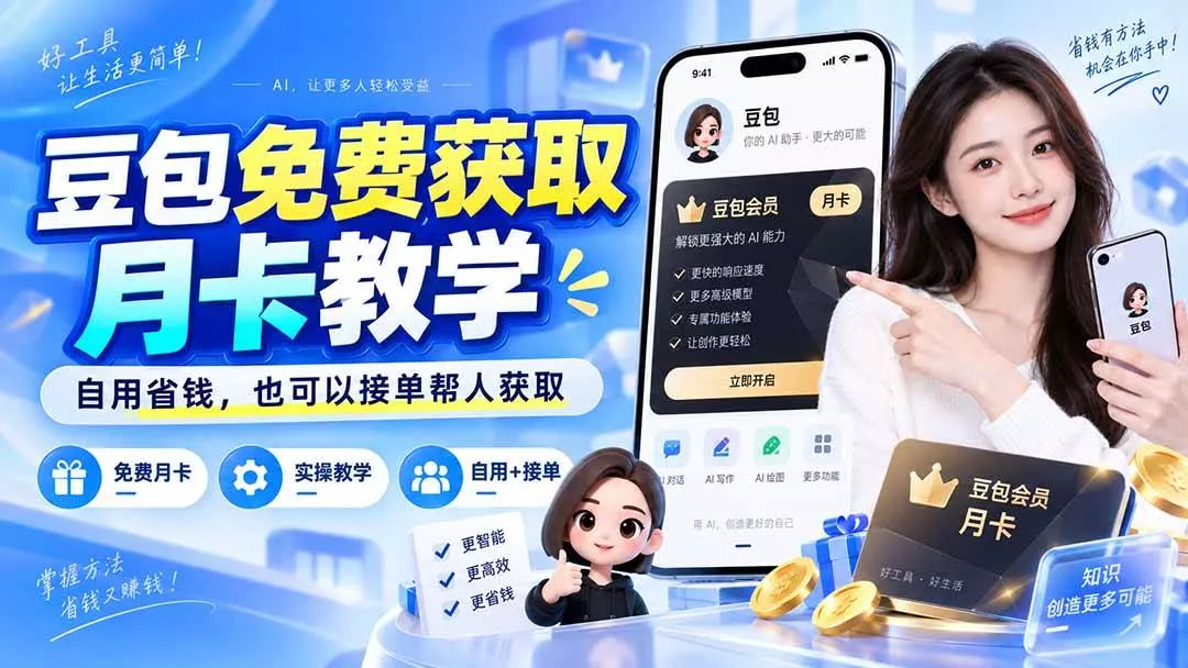 （20358期）豆包免费获取月卡教学，自用省钱，也可以接单帮人获取-奇点库