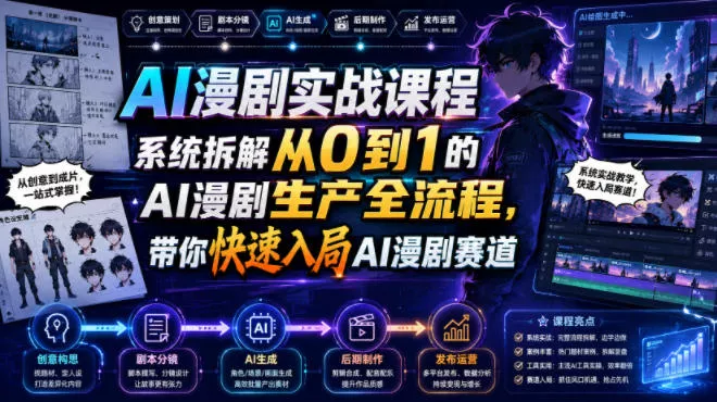 AI漫剧实战课程，系统拆解从0到1的AI漫剧生产全流程，带你快速入局AI漫剧赛道（更新）-奇点库