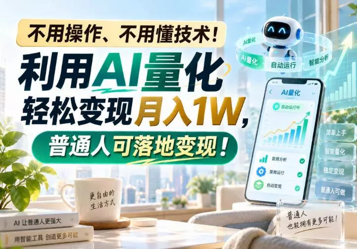 （20429期）利用AI量化轻松变现月入1W，普通人可落地变现，不用操作、不用懂技术！-奇点库