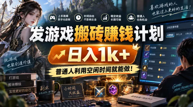 发游戏搬砖賺钱计划,日入1k+,普通人利用空闲时间就能做!【揭秘】 发游戏搬砖賺钱计划,日入1k+,普通人利用空闲时间就能做!【揭秘】