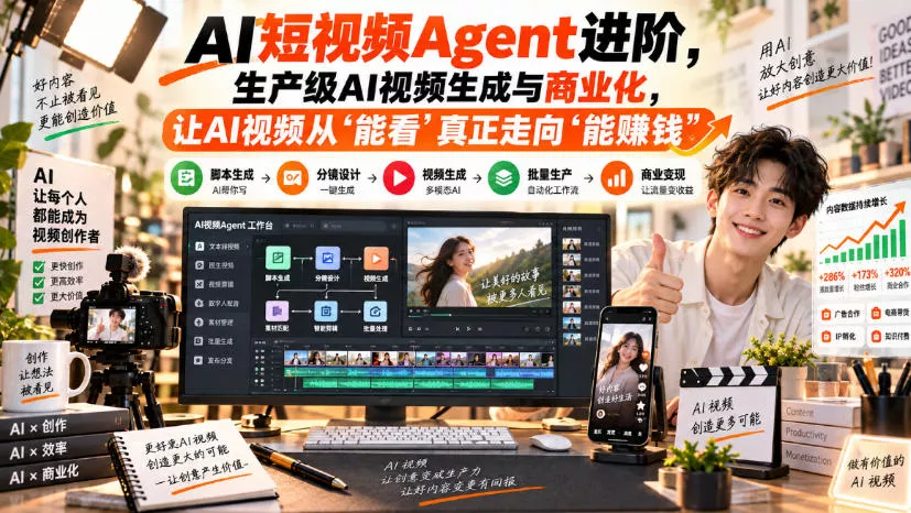 AI短视频Agent进阶，生产级AI视频生成与商业化，让AI视频从”能看”真正走向”能賺钱”-奇点库