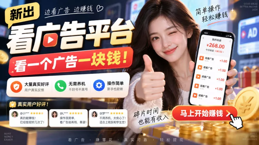 新出看广告平台，看一个广告一块钱，大量真实好评！无需养机、不会黑号，操作简单【揭秘】-奇点库