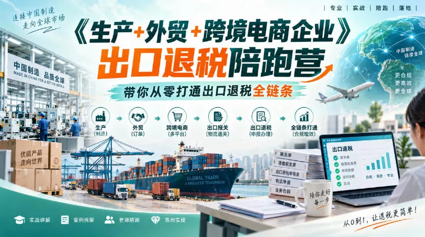 《生产+外贸+跨境电商企业》出口退税陪跑营，带你从零打通出口退税全链条-奇点库