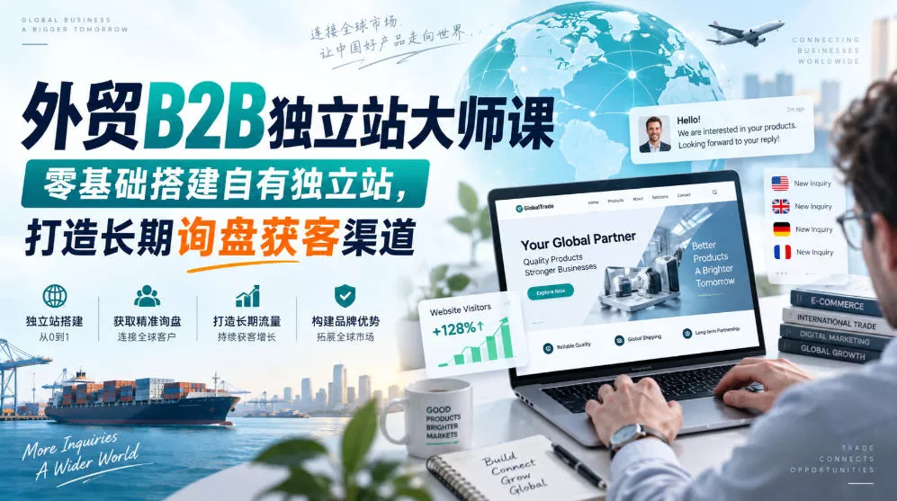 外贸B2B独立站大师课，零基础搭建自有独立站，打造长期询盘获客渠道-奇点库
