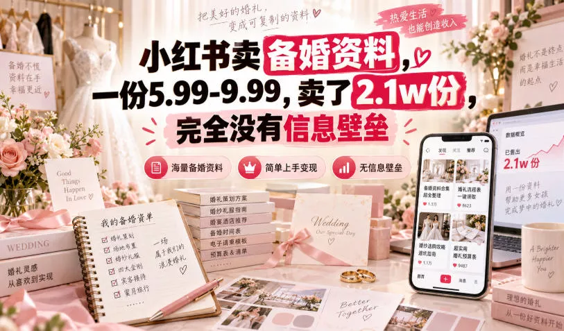 小红书卖备婚资料，一份5.99-9.99，卖了2.1w份，完全没有信息壁垒-奇点库