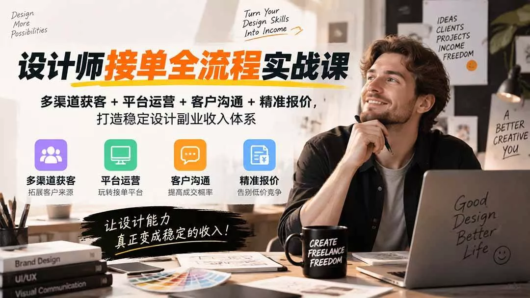 （20563期）设计师接单全流程实战课-无水印｜多渠道获客+平台运营+客户沟通+精准报价，打造稳定设计副业收入体系