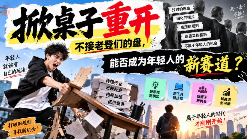 某公众号付费文章：掀桌子重开，不接老登们的盘，能否成为年轻人的新赛道？-奇点库