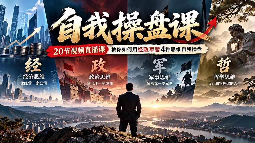 （20626期）【无水印】自我操盘课，20节视频直播课教你如何用经政军哲4种思维自我操盘（更新0924）-奇点库