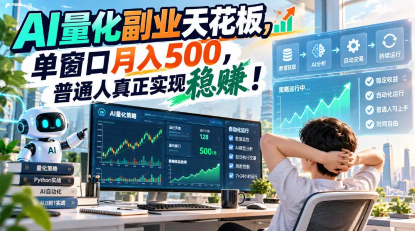 AI量化副业天花板，单窗口月入500，普通人真正实现稳賺！【揭秘】-奇点库