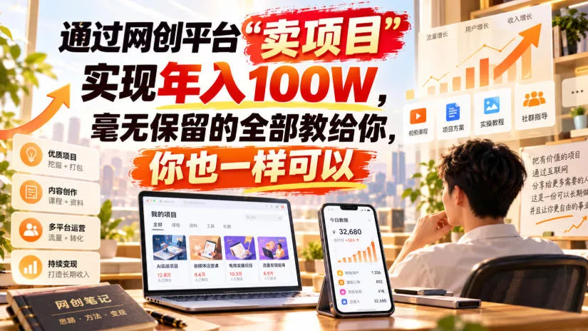 通过网创平台“卖项目”实现年入100W，毫无保留的全部教给你，你也一样可以！【揭秘】-奇点库