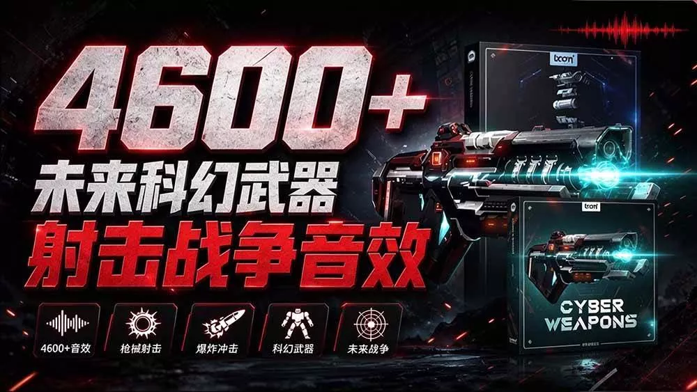 （20696期）顶级音效合集！4600+种未来科幻武器开枪射击战斗音效素材合集，全部中文汉化 Boom Library – Cyber W-奇点库
