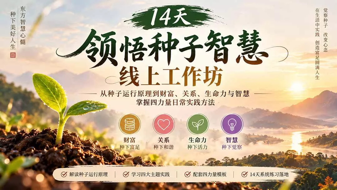 （20756期）14天领悟种子智慧线上工作坊｜从种子运行原理到财富、关系、生命力与智慧，掌握四力量日常实践方法-奇点库
