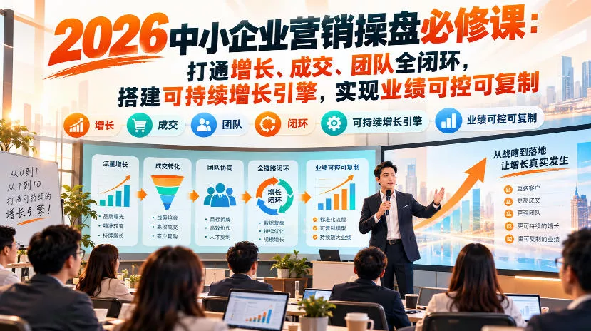 2026中小企业营销操盘必修课：打通增长、成交、团队全闭环，搭建可持续增长引擎，实现业绩可控可复制-奇点库