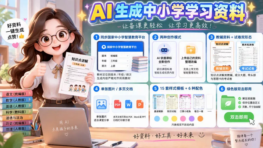 孩子的教辅别再乱买了：同步国家中小学智慧平台，AI一键生成图文教辅和试卷-奇点库