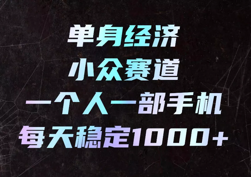 单身经济小众赛道，一个人一部手机，每天稳定1000+，利用下班碎片时间即可【揭秘】-奇点库