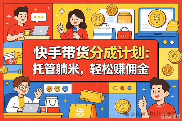 10月——快手带货分成计划:最新玩法,托管躺米,轻松赚佣金,社裙兔费橡木.-奇点库