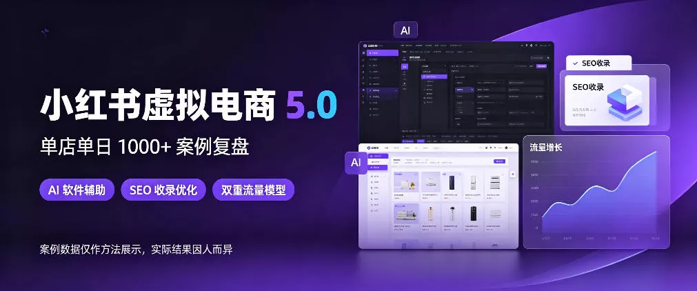 小红书虚拟电商5.0，单店单日1000+，AI软件+SEO收录，双重流量稳定出单【揭秘】-奇点库