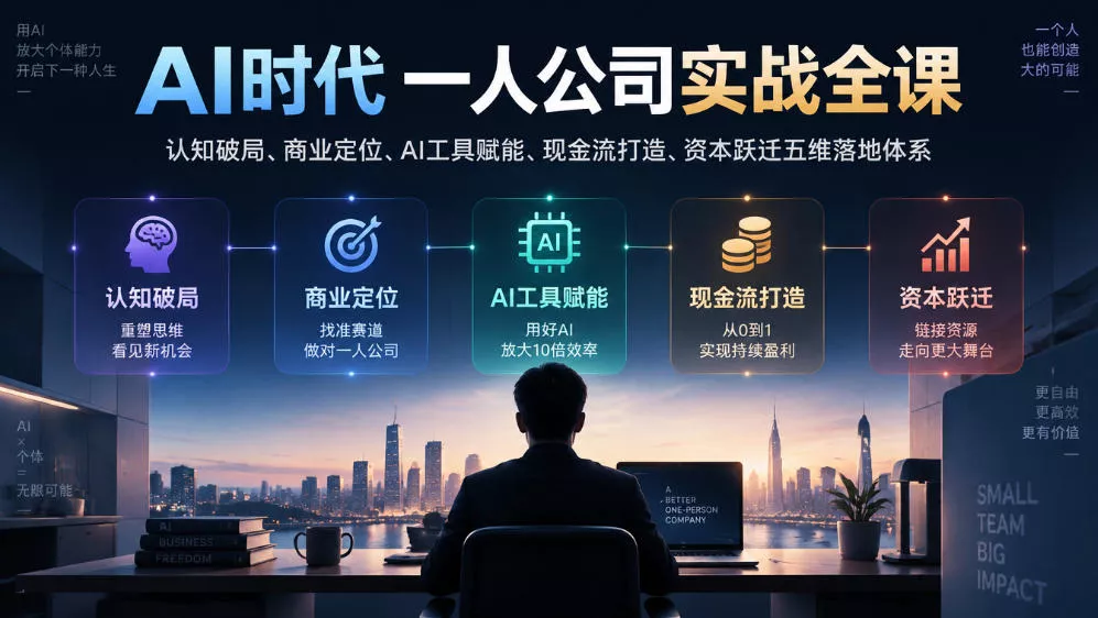 AI时代一人公司实战全课｜认知破局、商业定位、AI工具赋能、现金流打造、资本跃迁五维落地体系-奇点库