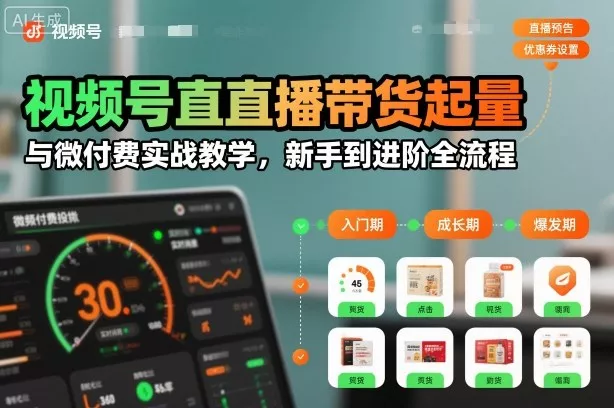 视频号直播带货起量与微付费实战教学，新手到进阶全流程（更新26年10月）-奇点库