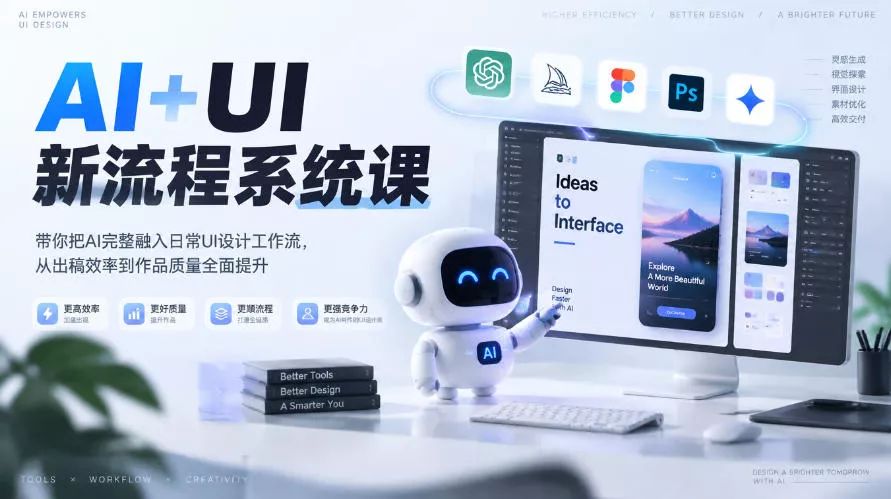 【无水印】AI+UI新流程系统课，带你把AI完整融入日常UI设计工作流，从出稿效率到作品质量全面提升（2026第4期）-奇点库