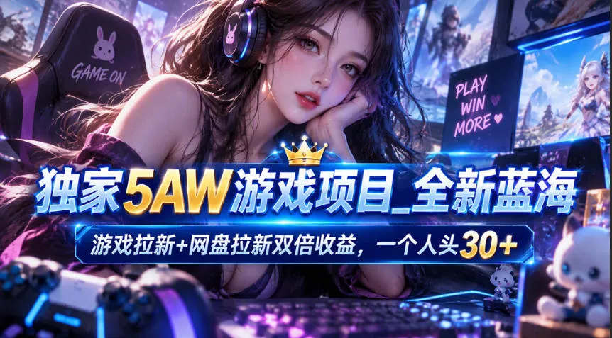 独家5AW游戏蓝海项目_游戏拉新+网盘拉新双倍收益，拉新一个30米-奇点库
