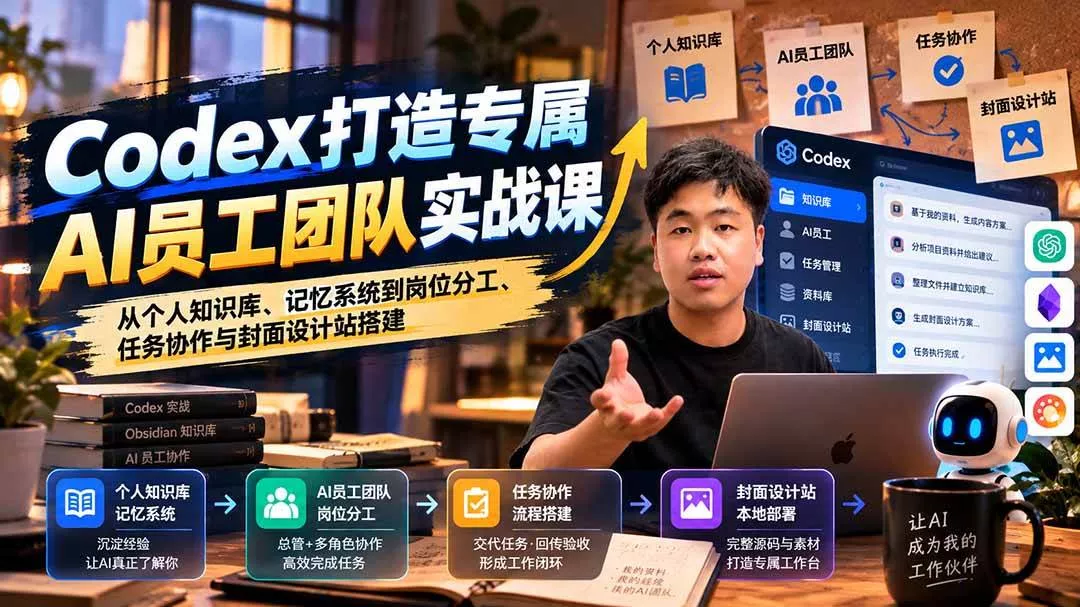 （20916期）【无水印】Codex打造专属AI员工团队实战课：从个人知识库、记忆系统到岗位分工、任务协作与封面设计站搭建-奇点库