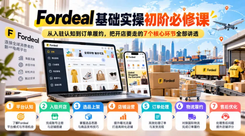 Fordeal基础实操初阶必修课，从入驻认知到订单履约，把开店要走的7个核心环节全部讲透-奇点库