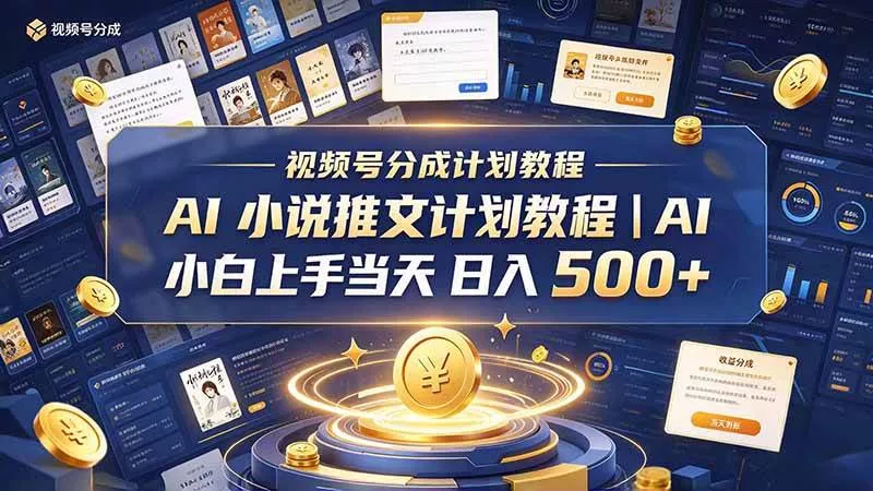 （20937期）最新视频号分成计划教程｜AI 小说推文，小白上手当天日入 500+-奇点库